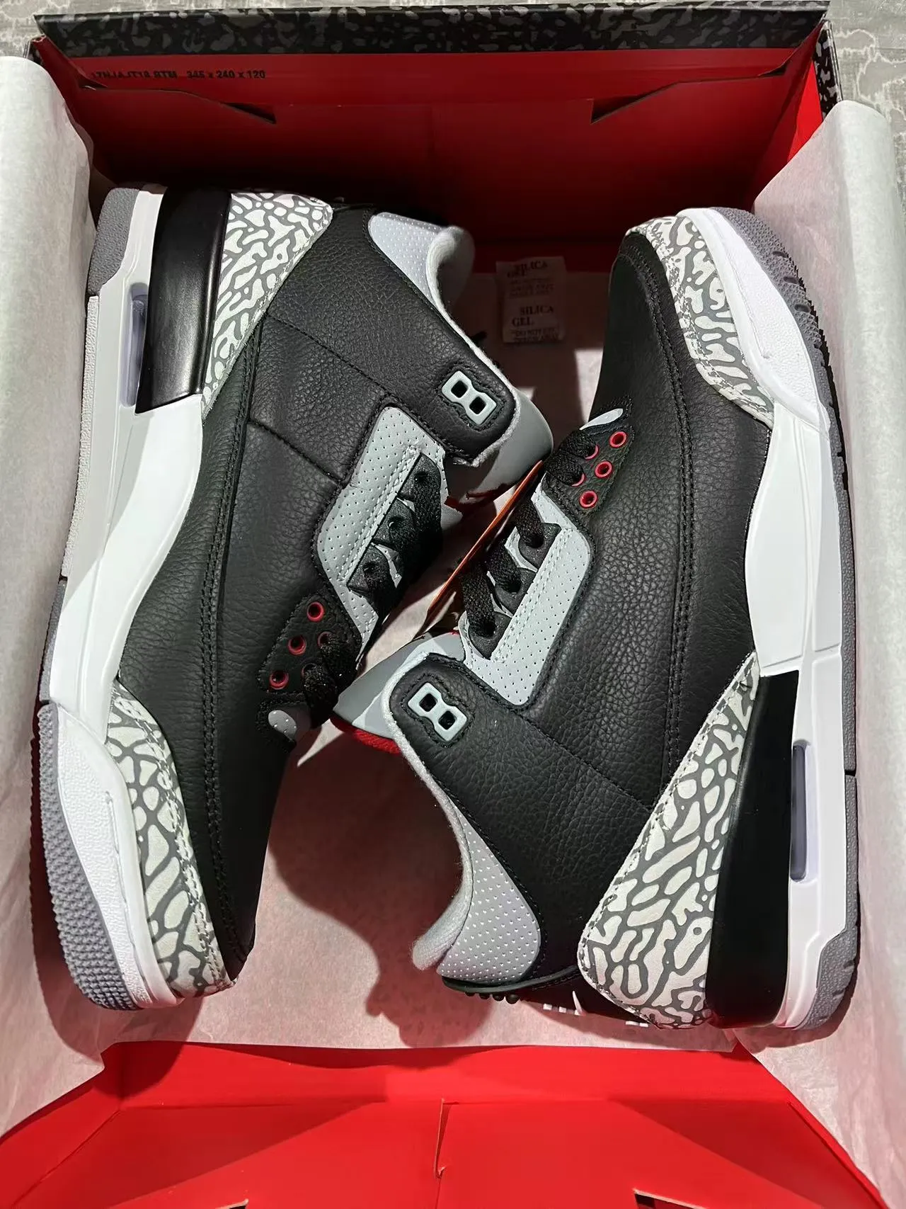 Air Jordan 3 Black Cement Elephant Print Basketball Shoes 9