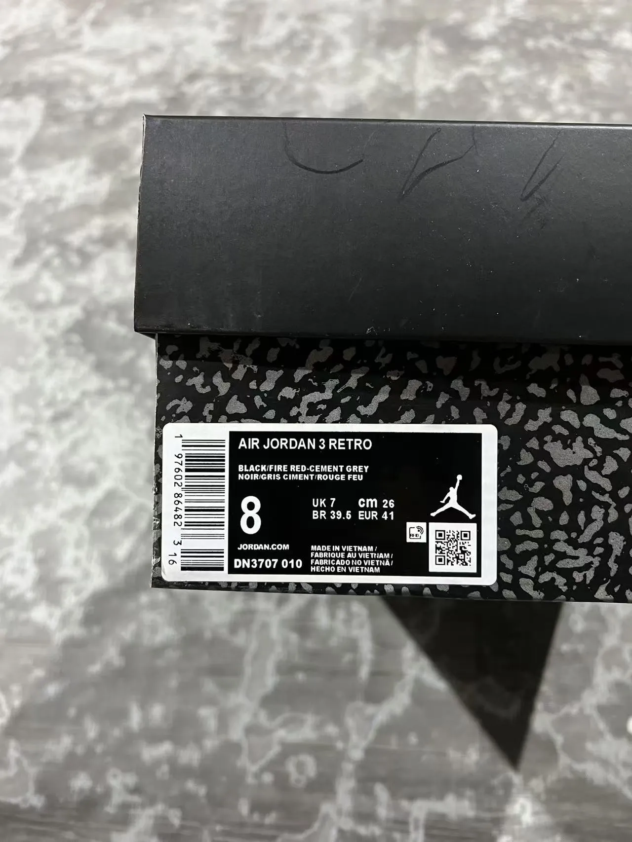 Air Jordan 3 Black Cement Elephant Print Basketball Shoes 10