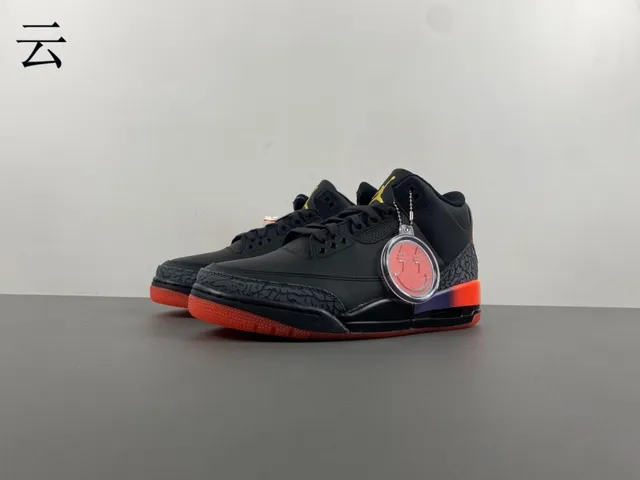 Air Jordan 3 Black Orange Gradient Basketball Shoes 10