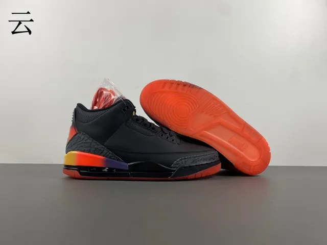 Air Jordan 3 Black Orange Gradient Basketball Shoes 12