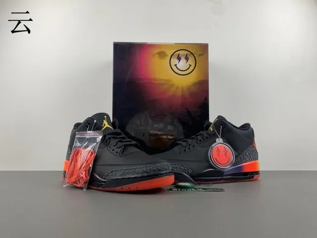 Air Jordan 3 Black Orange Gradient Basketball Shoes 13
