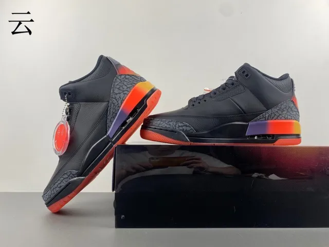 Air Jordan 3 Black Orange Gradient Basketball Shoes 14