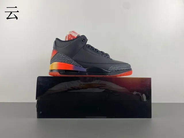 Air Jordan 3 Black Orange Gradient Basketball Shoes 16