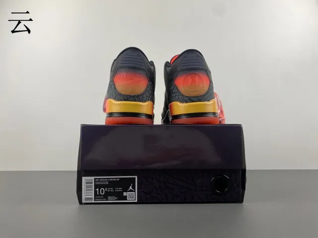 Air Jordan 3 Black Orange Gradient Basketball Shoes 17