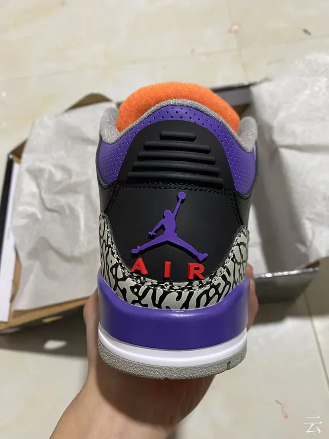 Air Jordan 3 Black Purple Elephant Print Basketball Shoes 6