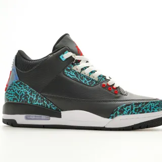 Air Jordan 3 Preto Turquesa Estampa de Elefante Tênis de Basquete