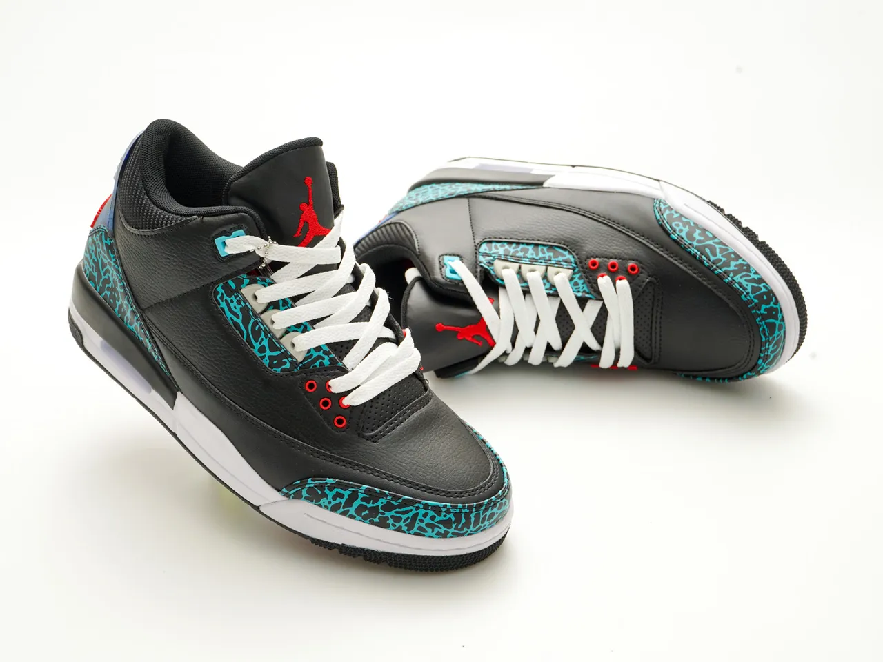 Air Jordan 3 Preto Turquesa Estampa de Elefante Tênis de Basquete 5