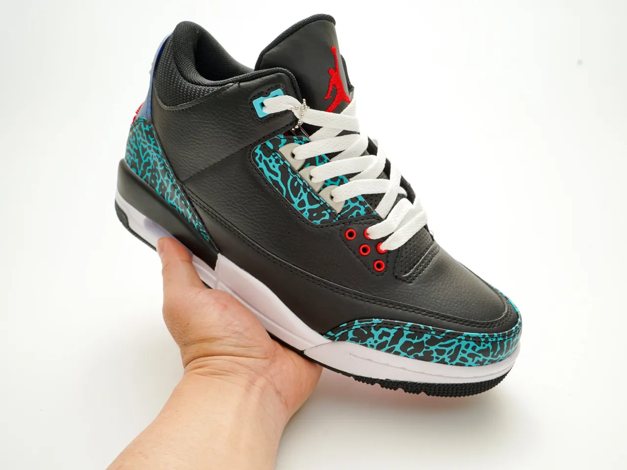 Air Jordan 3 Preto Turquesa Estampa de Elefante Tênis de Basquete 6