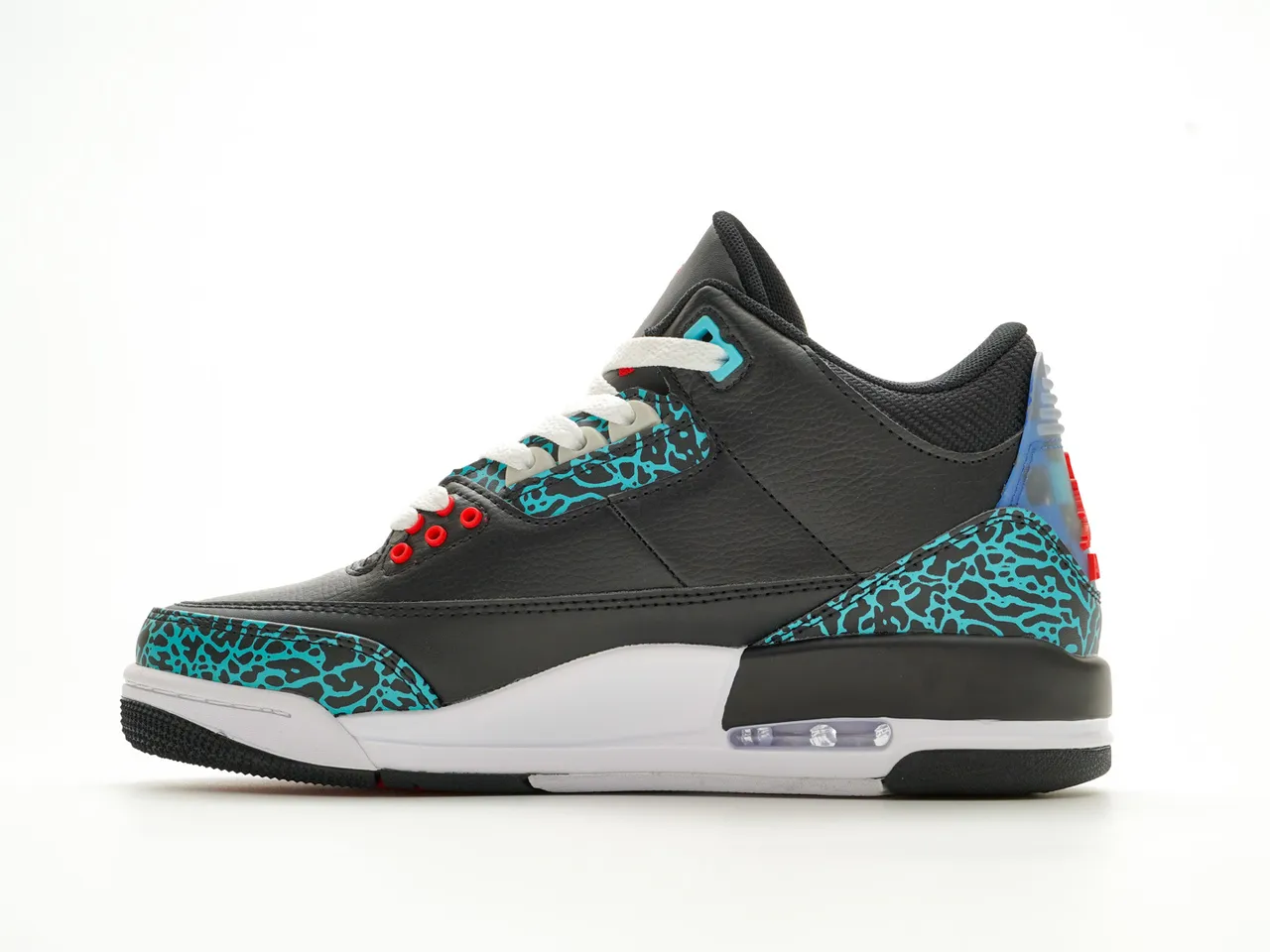 Air Jordan 3 Preto Turquesa Estampa de Elefante Tênis de Basquete 9