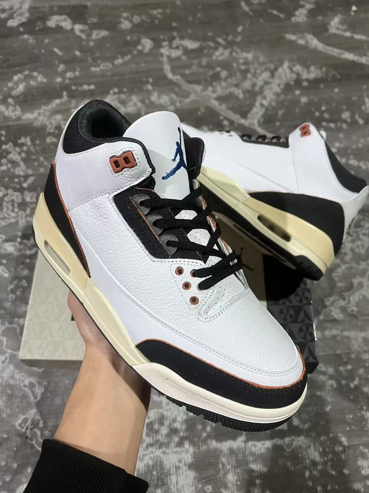 Air Jordan 3 White Black Cream Copper Basketball Shoes 2