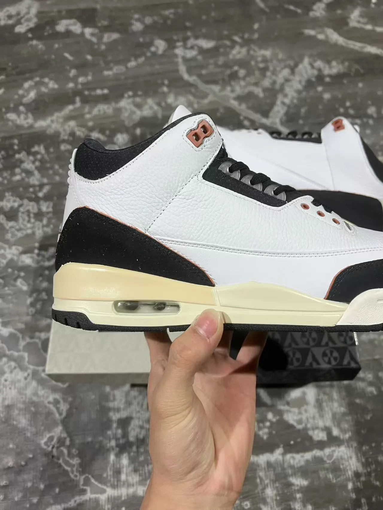 Air Jordan 3 White Black Cream Copper Basketball Shoes 7