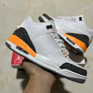Air Jordan 3 White Black Orange Elephant Print Basketball Shoes