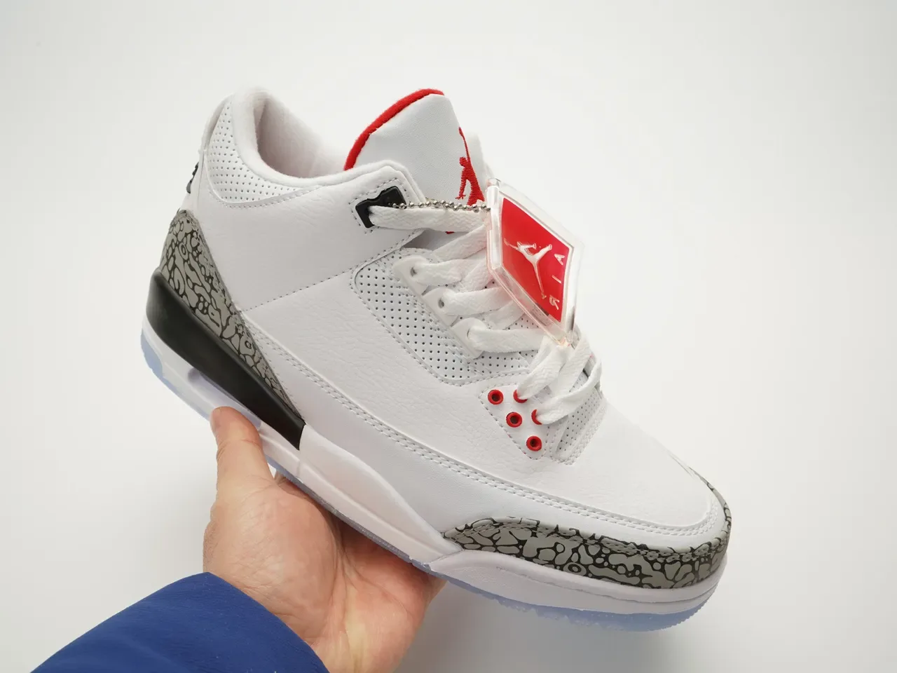 Air Jordan 3 Tênis de Basquete Branco Cimento com Estampa de Elefante 6