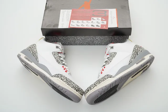 Air Jordan 3 White Cement Elephant Print Basketball Shoes 4