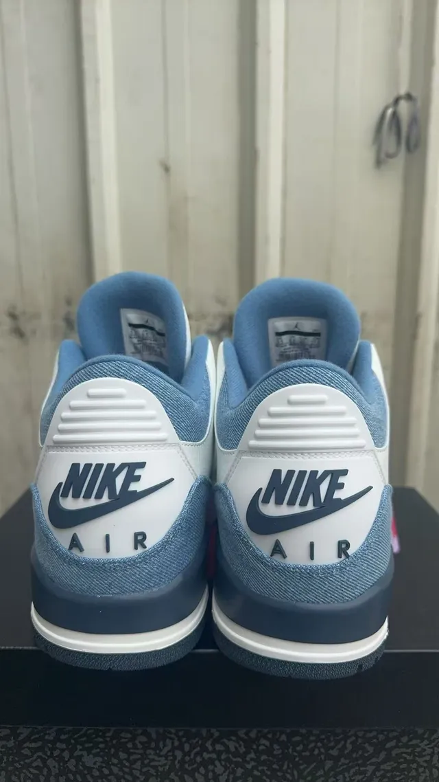 Air Jordan 3 White Denim Navy Red Basketball Shoes 2