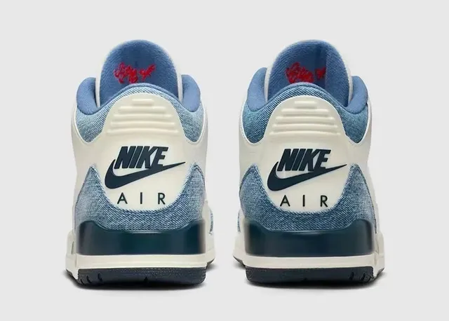 Air Jordan 3 White Denim Navy Red Basketball Shoes 7