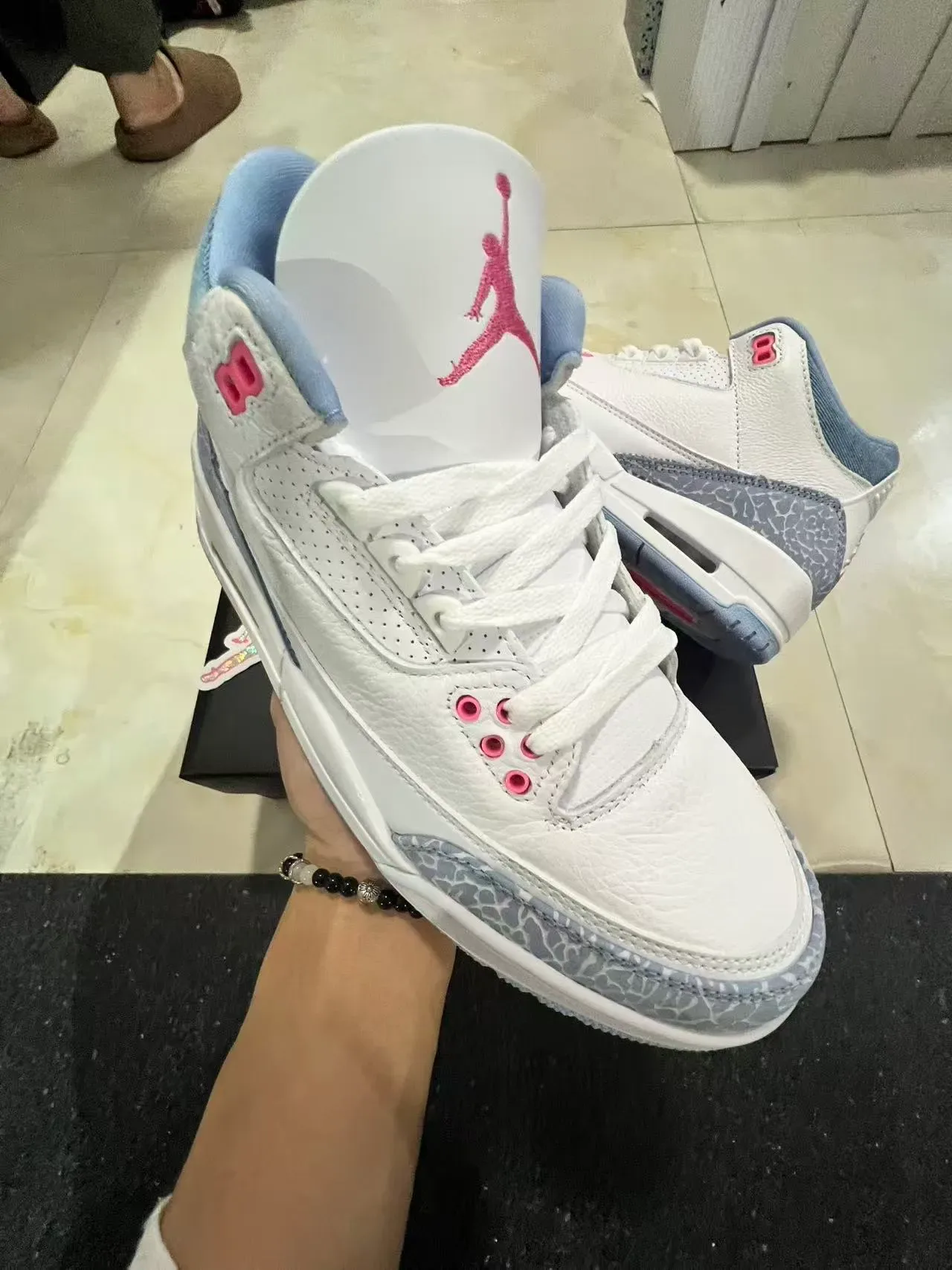 Air Jordan 3 White Light Graphite Pink Tênis de Basquete 2