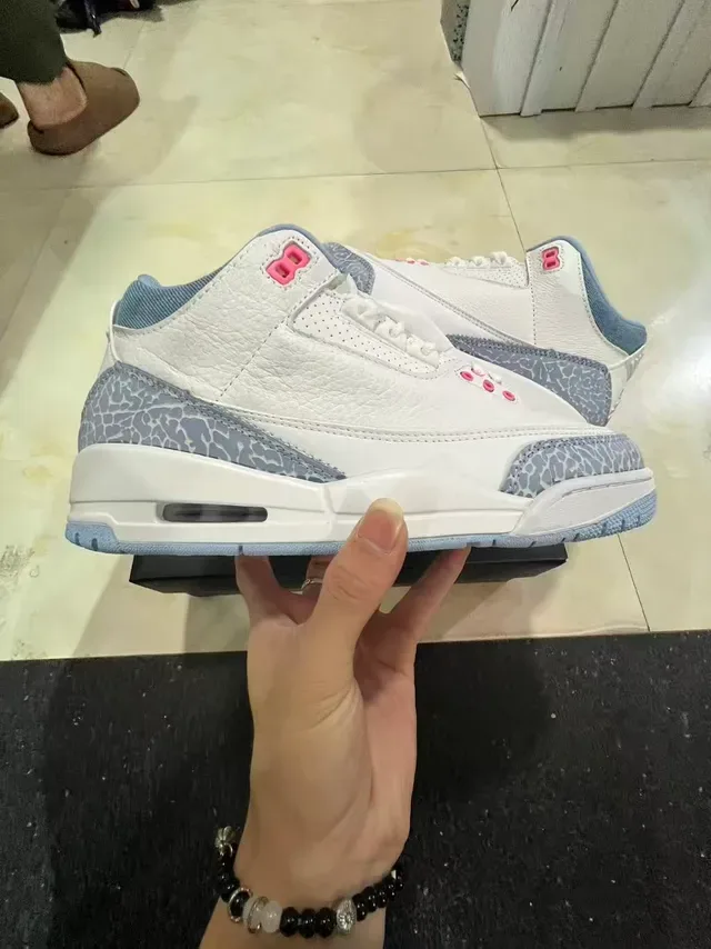 Air Jordan 3 White Light Graphite Pink Tênis de Basquete 7