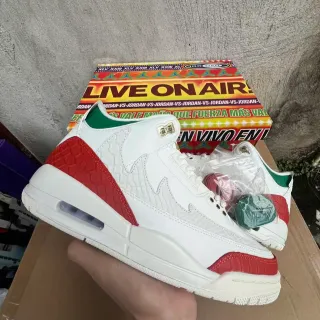 Air Jordan 3 Blanco Rojo Verde Zapatos de Baloncesto