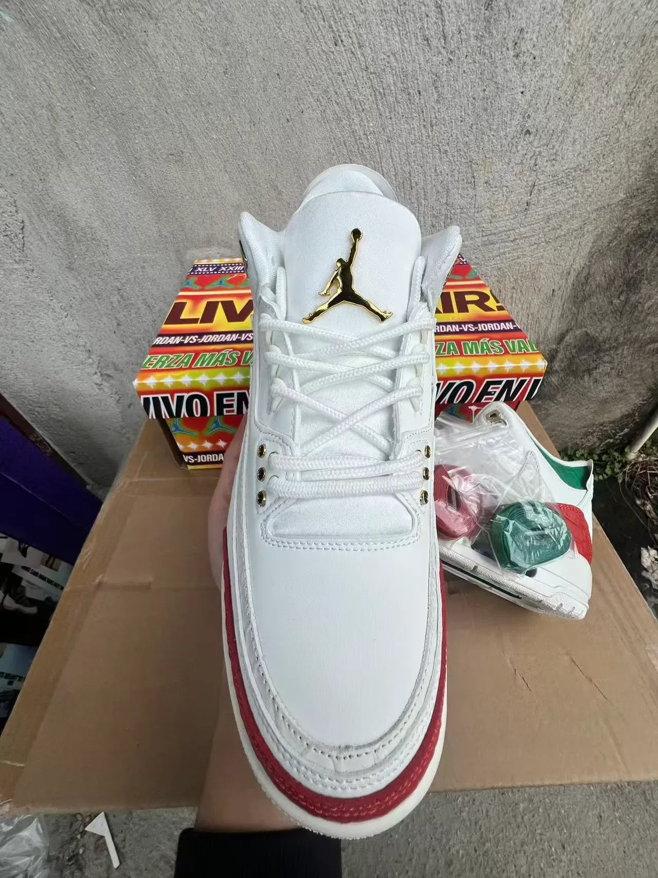 Air Jordan 3 Blanc Rouge Vert Chaussures de Basketball 3