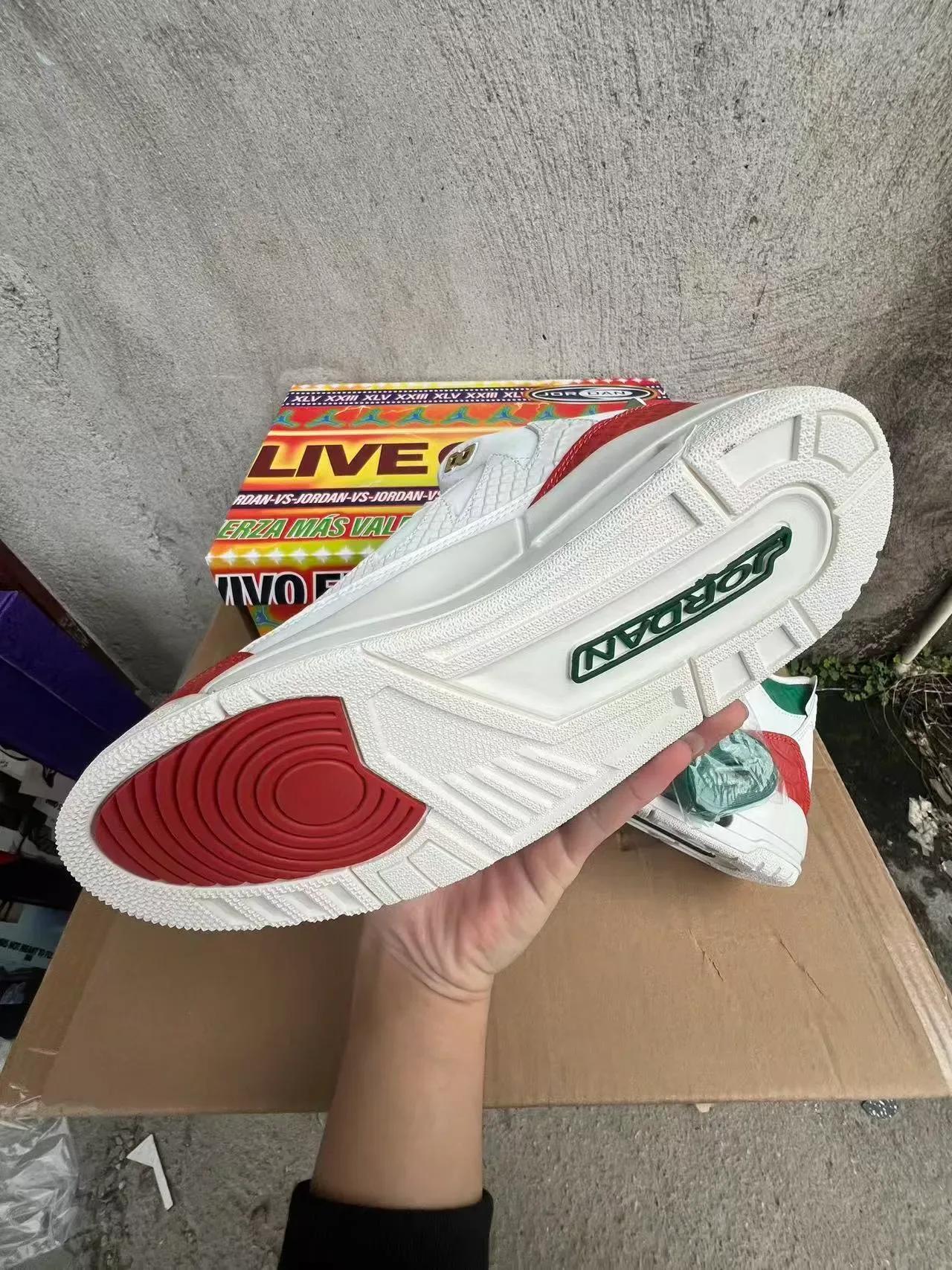Air Jordan 3 Blanc Rouge Vert Chaussures de Basketball 6