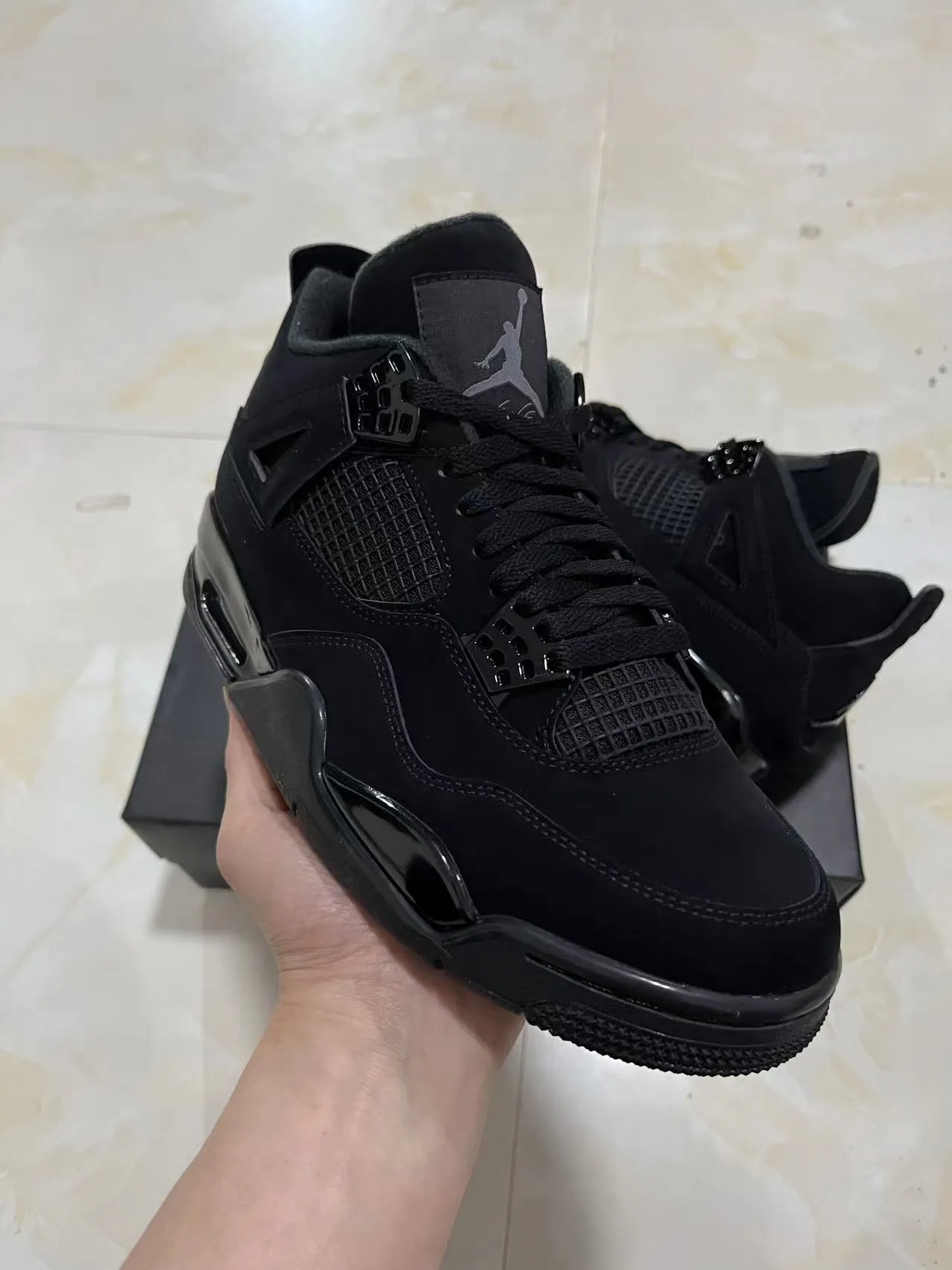 Air Jordan 4 Black Monochrome Basketball Shoes 2