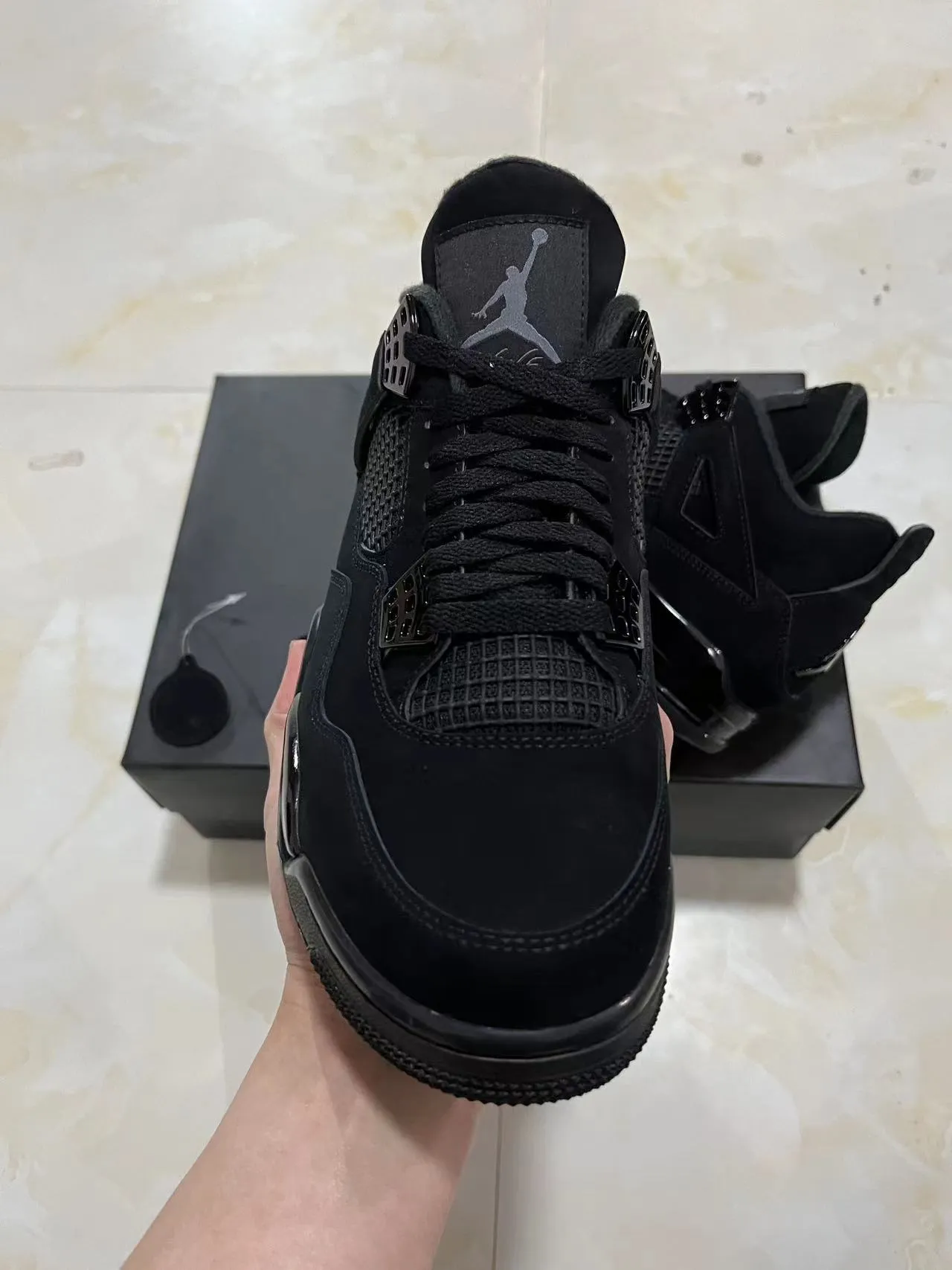 Air Jordan 4 Black Monochrome Basketball Shoes 3