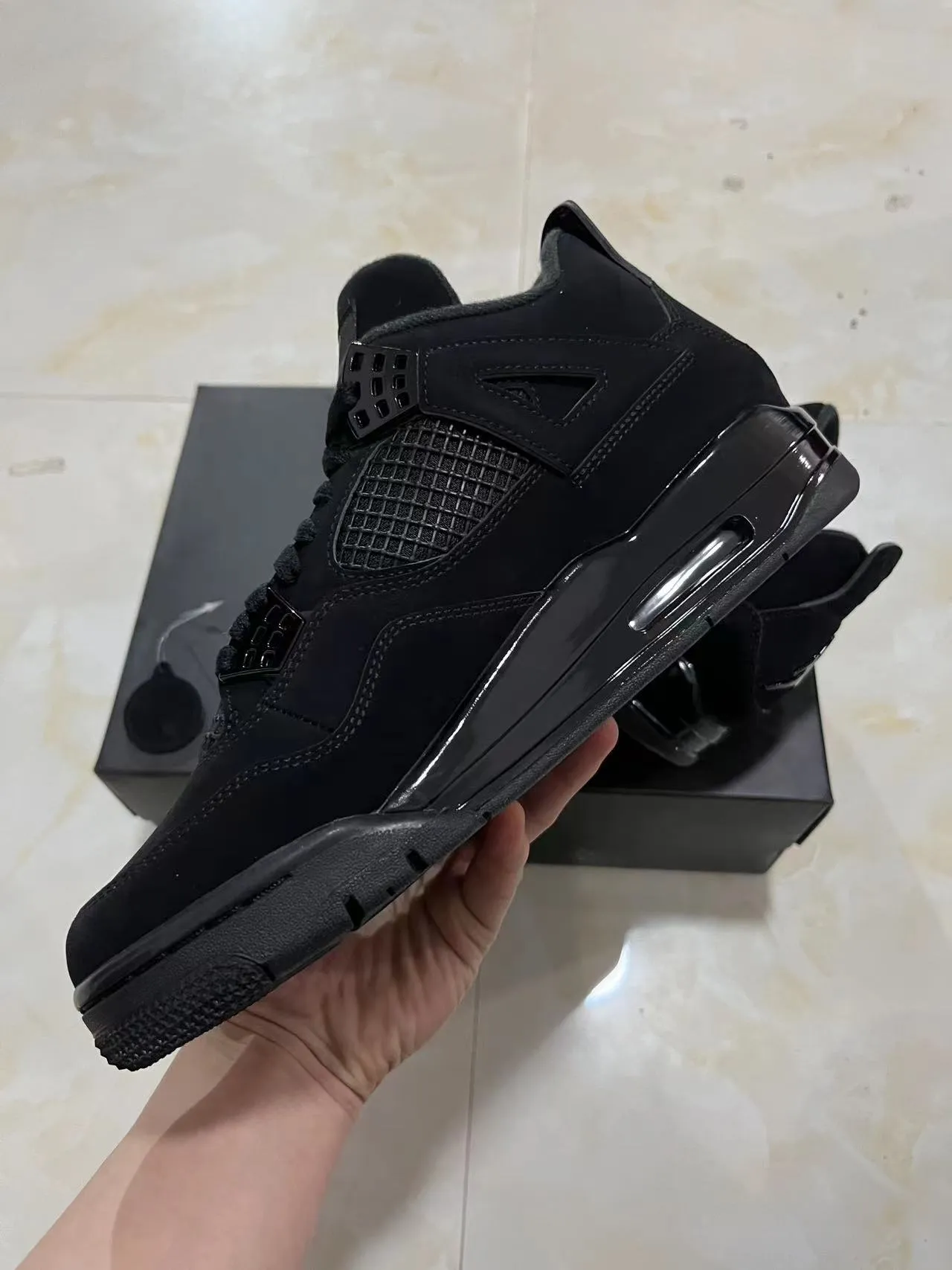 Air Jordan 4 Black Monochrome Basketball Shoes 4