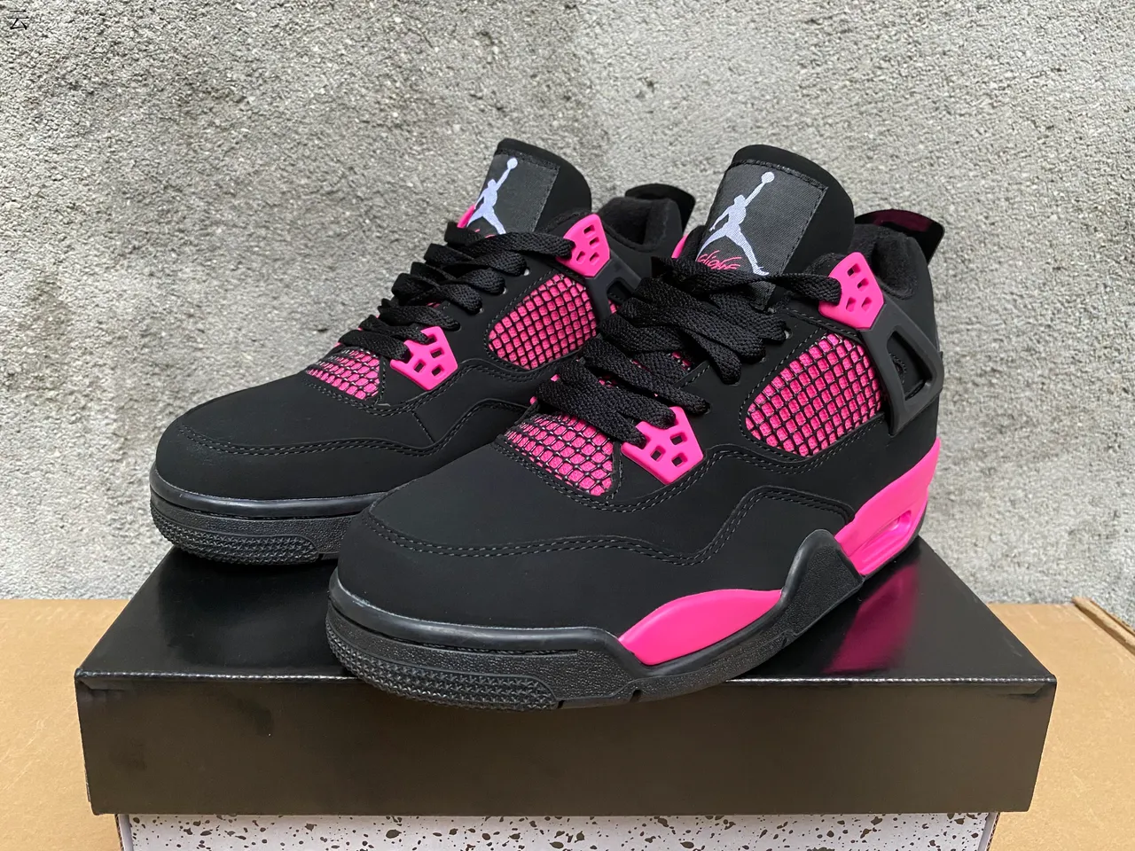 Air Jordan 4 Tênis de Basquete Preto Rosa 7