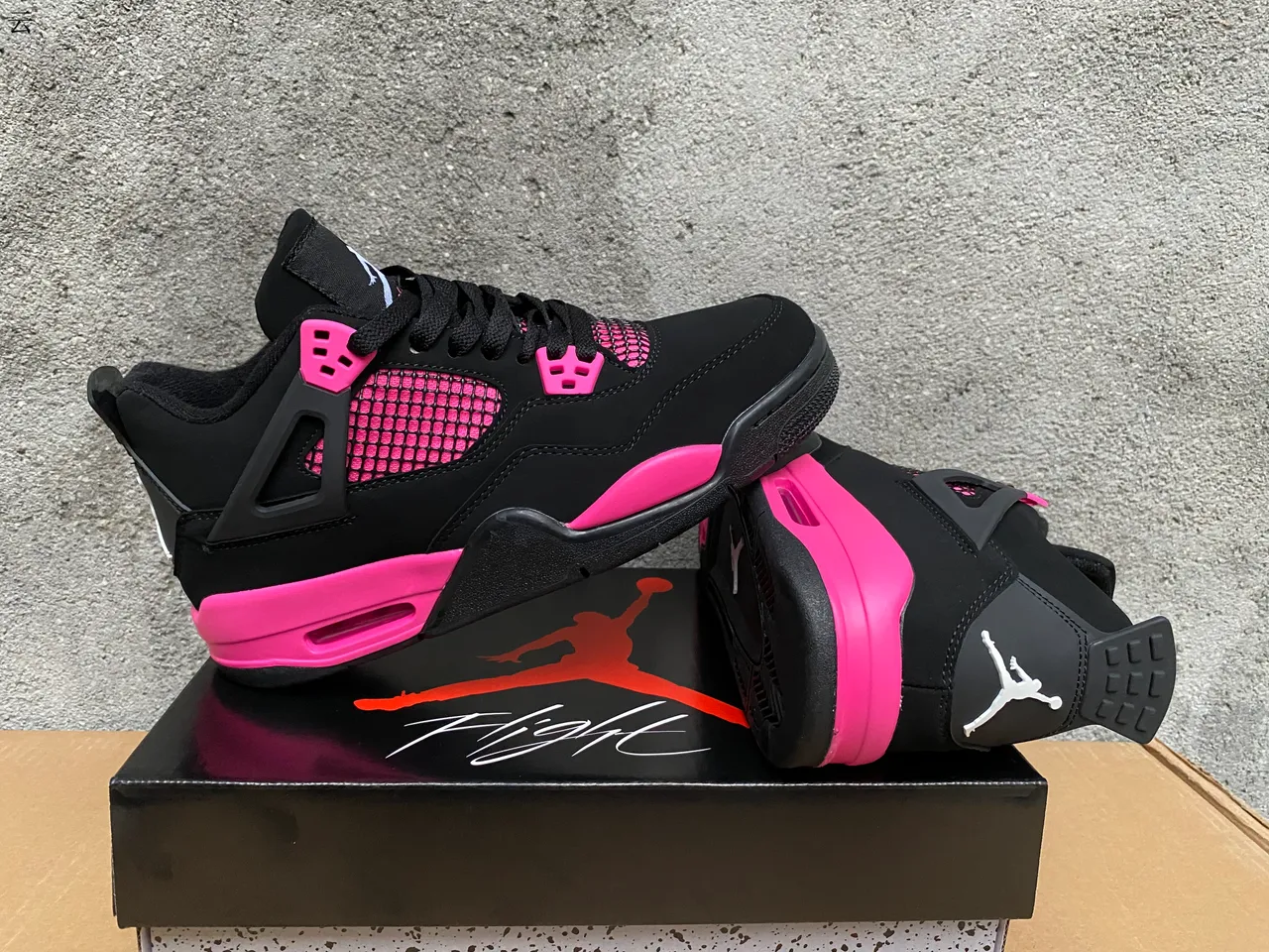 Air Jordan 4 Tênis de Basquete Preto Rosa 8