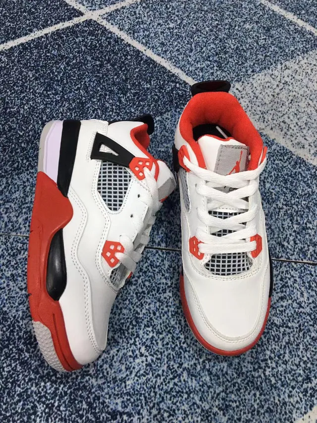 Air Jordan 4 Black Red Kids Basketball Shoes 20