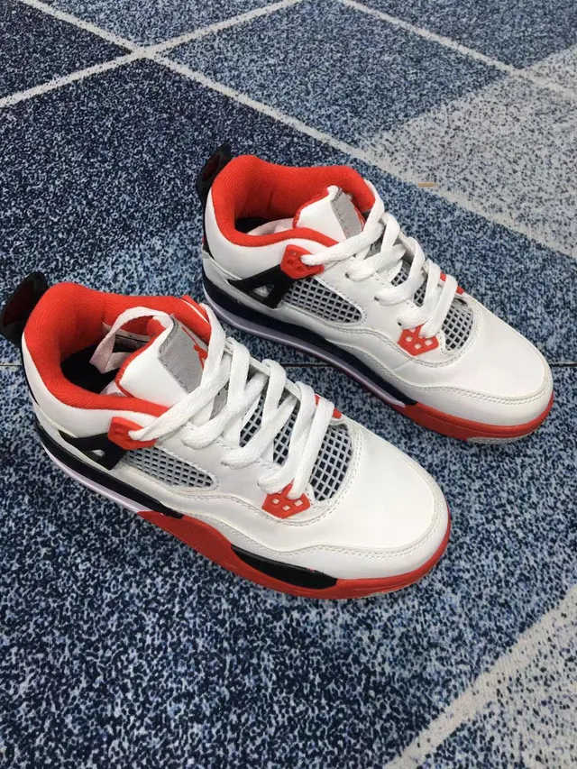 Air Jordan 4 Black Red Kids Basketball Shoes 21