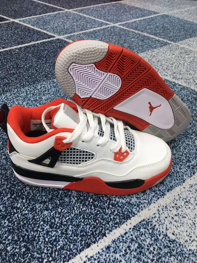 Air Jordan 4 Black Red Kids Basketball Shoes 23