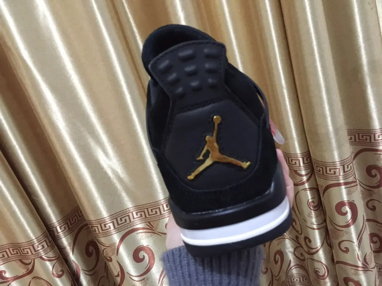 Air Jordan 4 Noir Blanc Or Chaussures de Basket 5