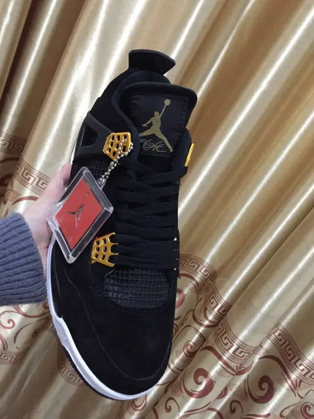 Air Jordan 4 Noir Blanc Or Chaussures de Basket 7