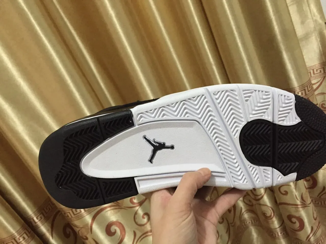 Air Jordan 4 Noir Blanc Or Chaussures de Basket 10