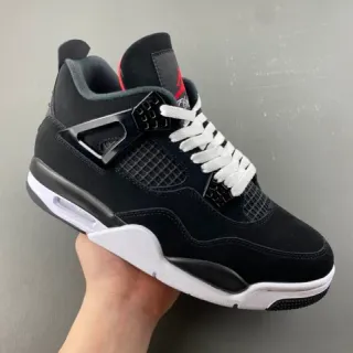 Air Jordan 4 Black White Red Basketball Shoes