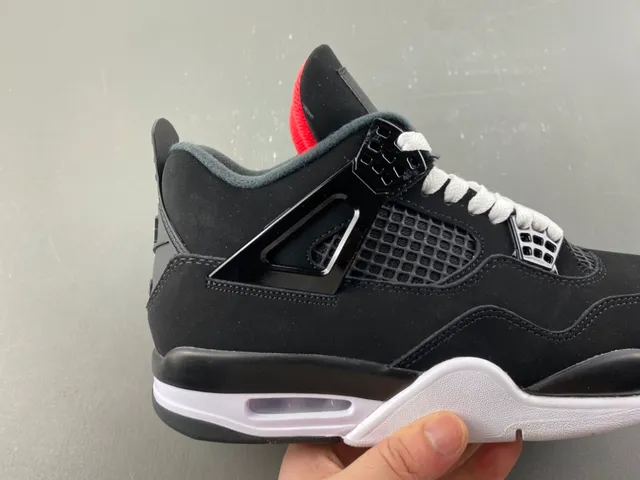 Air Jordan 4 Black White Red Basketball Shoes 3