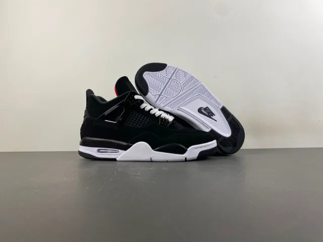 Air Jordan 4 Black White Red Basketball Shoes 12