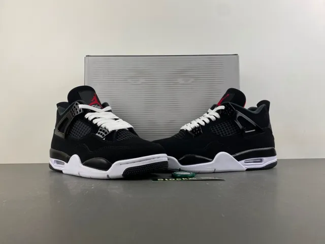 Air Jordan 4 Black White Red Basketball Shoes 13