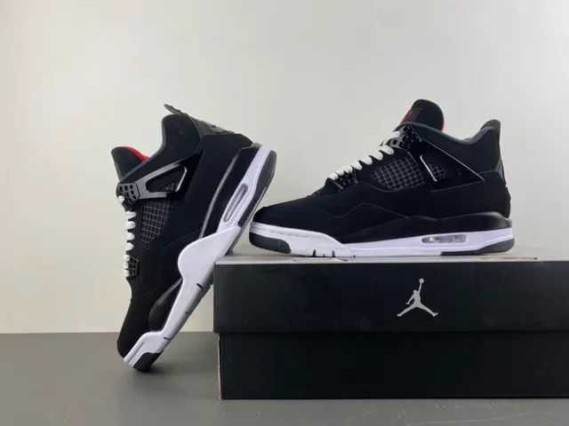 Air Jordan 4 Black White Red Basketball Shoes 14