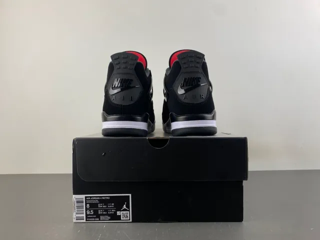 Air Jordan 4 Black White Red Basketball Shoes 17