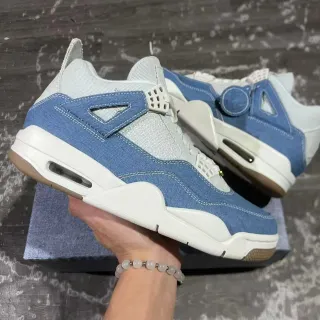 Air Jordan 4 Denim Blue and White Basketball Shoes