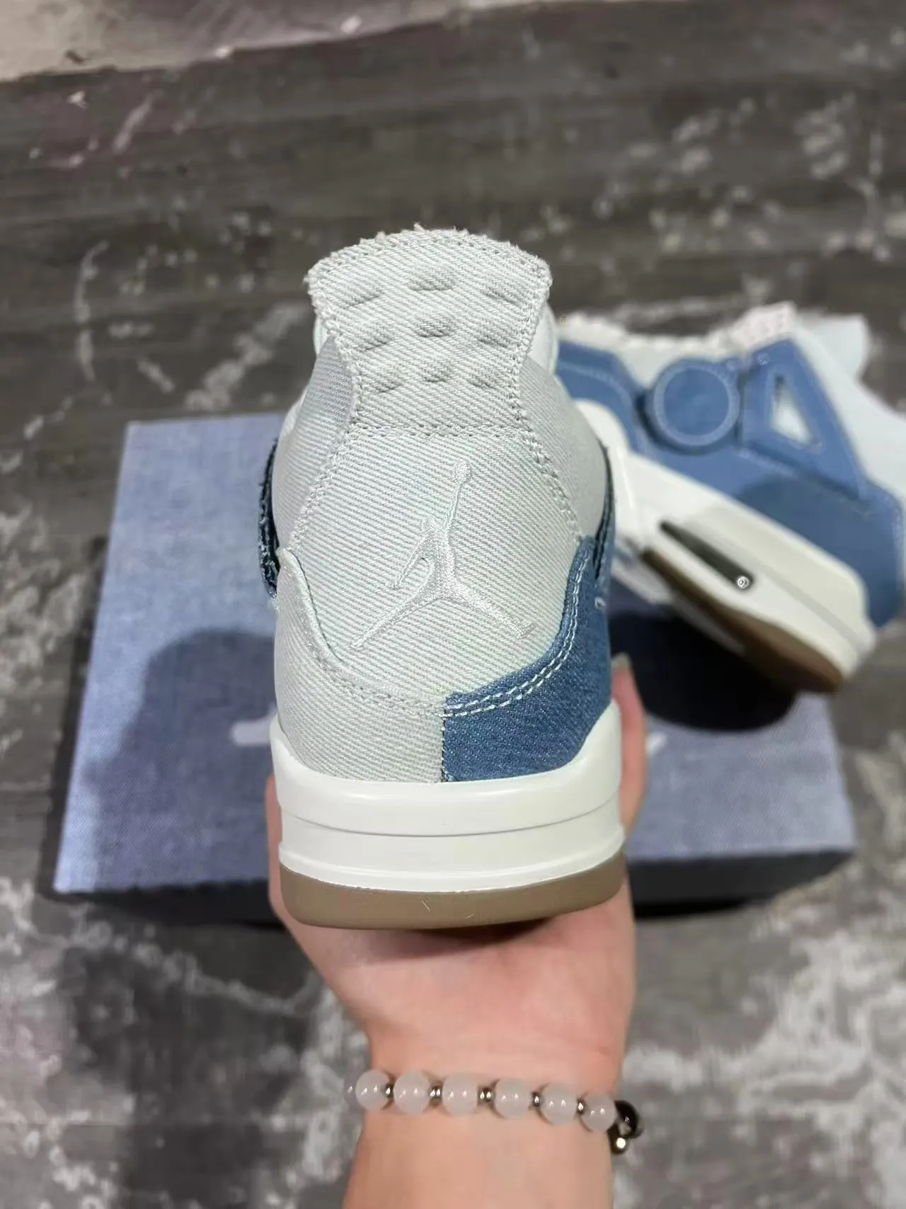 Air Jordan 4 Denim Blue and White Basketball Shoes 4