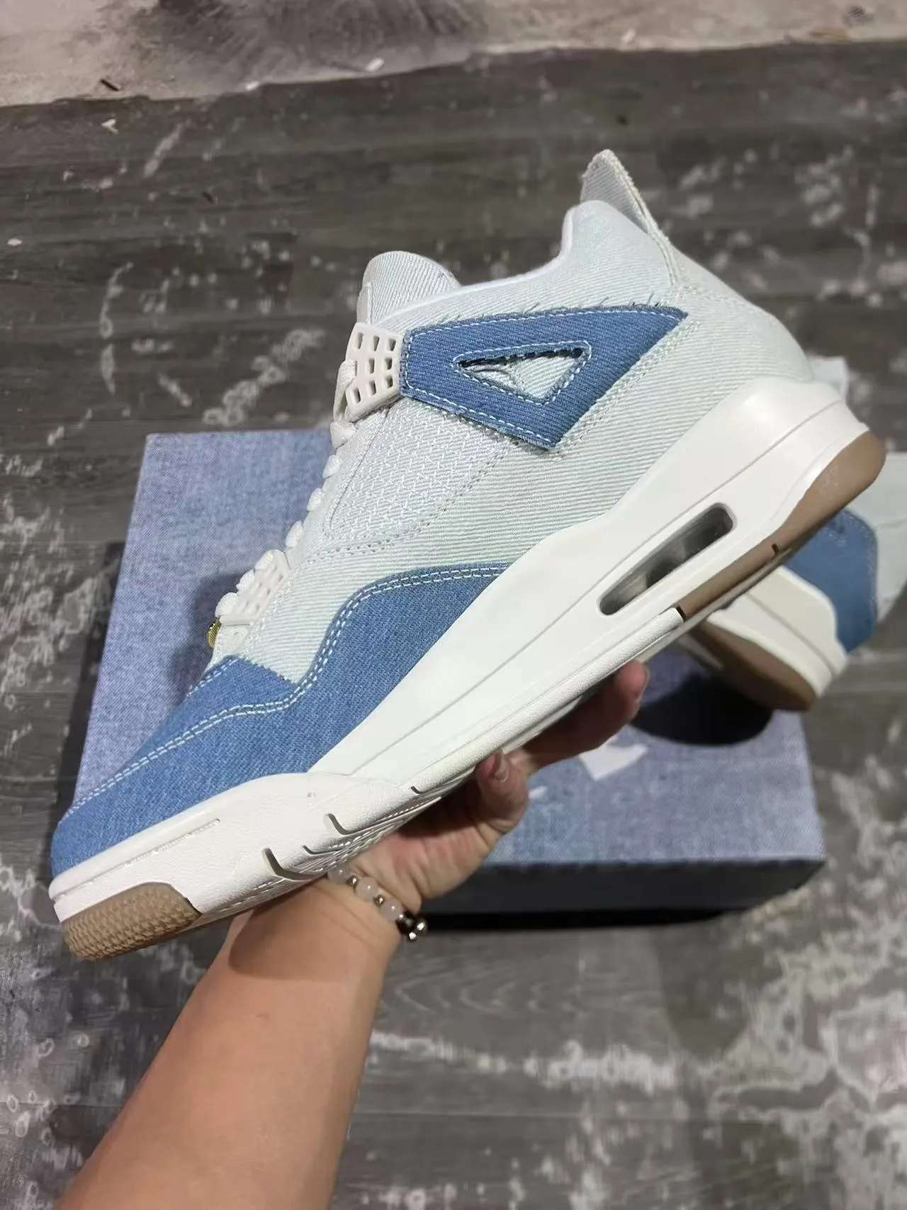 Air Jordan 4 Denim Blue and White Basketball Shoes 7