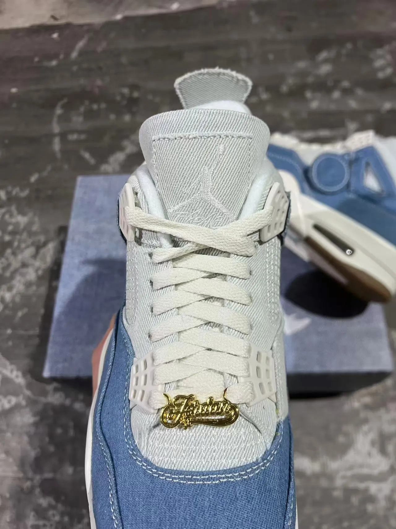 Air Jordan 4 Denim Blue and White Basketball Shoes 8