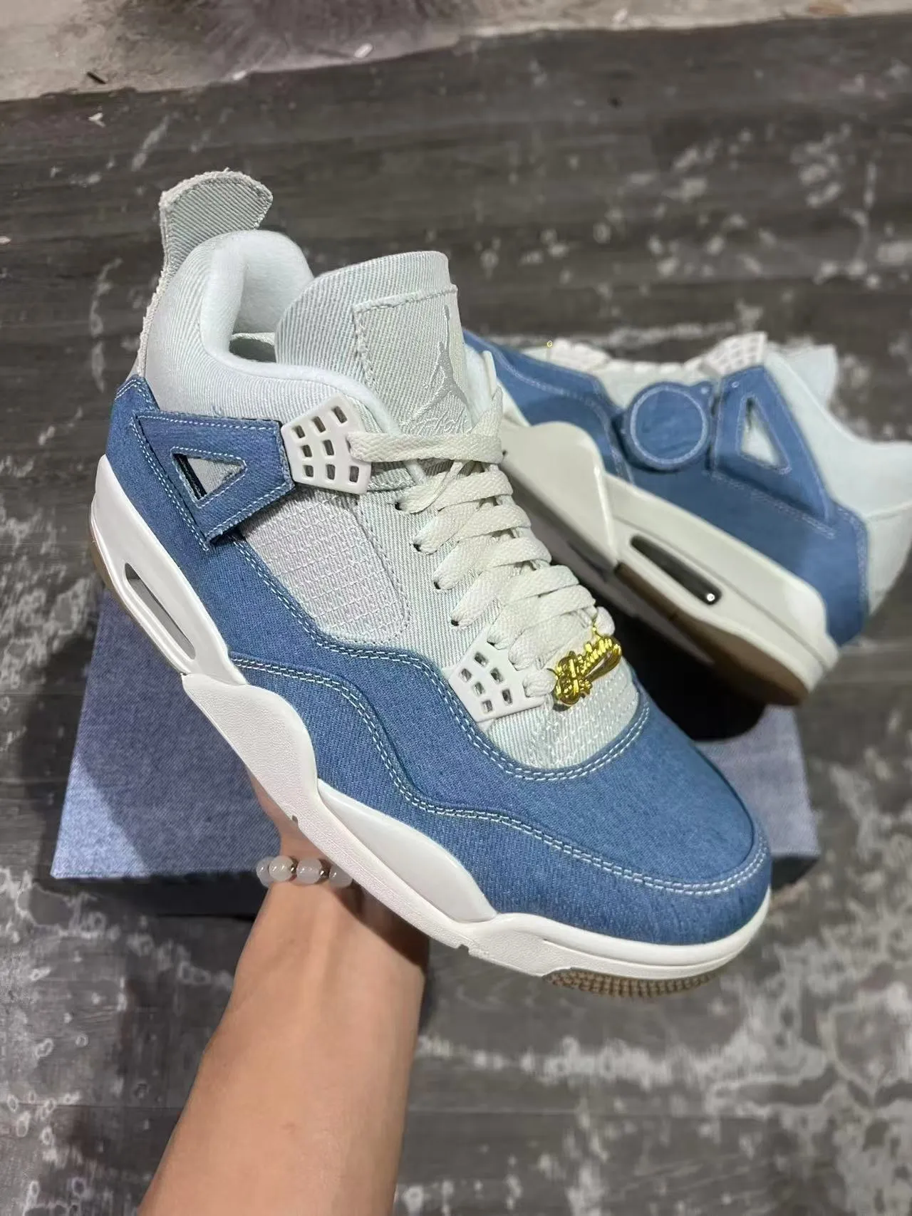Air Jordan 4 Denim Blue and White Basketball Shoes 10
