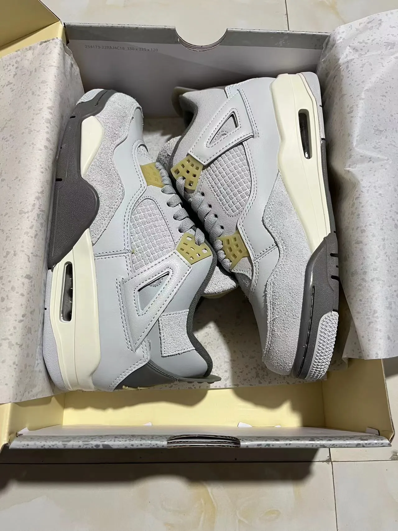 Air Jordan 4 Light Gray and Off-White Basketball Shoes 7