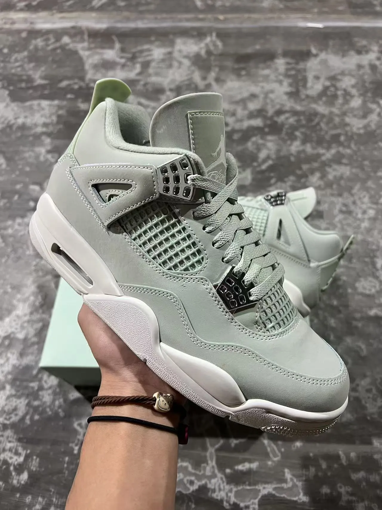 Air Jordan 4 Mint Green Suede Basketball Shoes 2