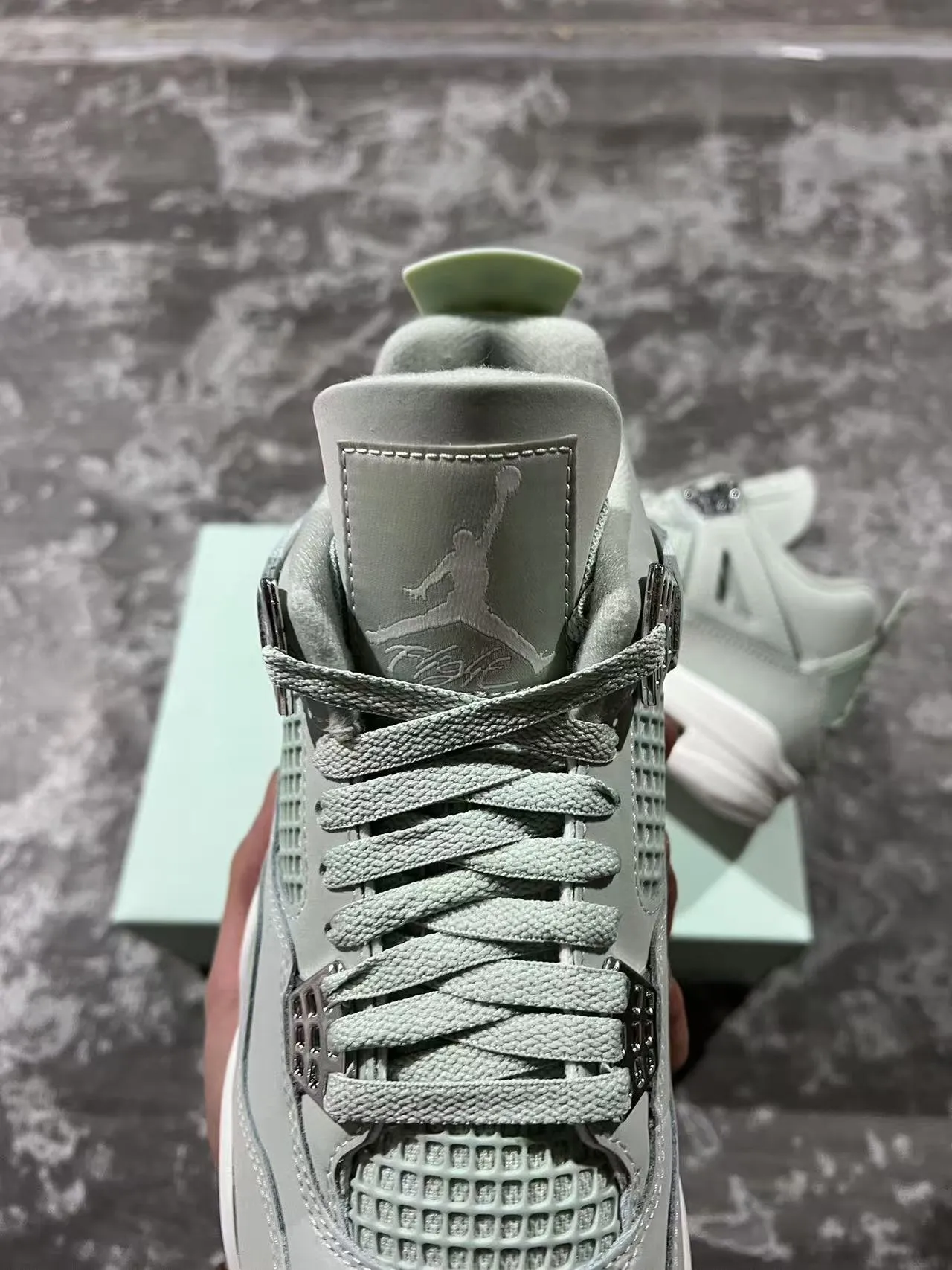 Air Jordan 4 Mint Green Suede Basketball Shoes 4